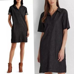Ralph Lauren Black label Johnny collar shift dress Short Sleeve small